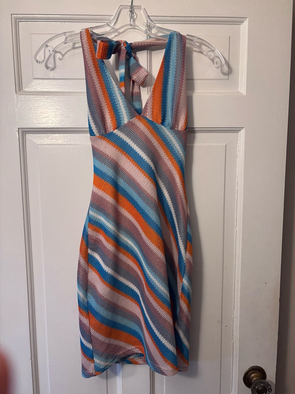 NWT Cotton Candy LA Stella Dallas multi-colored halter dress, Size small